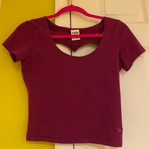 Pink Victoria Secret (Size S) crop top with heart cut out in the back